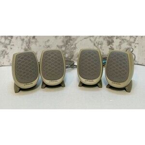 Vintage Set Of 4 Polk Audio Desktop Computer Mini Speakers Left & Right Tested